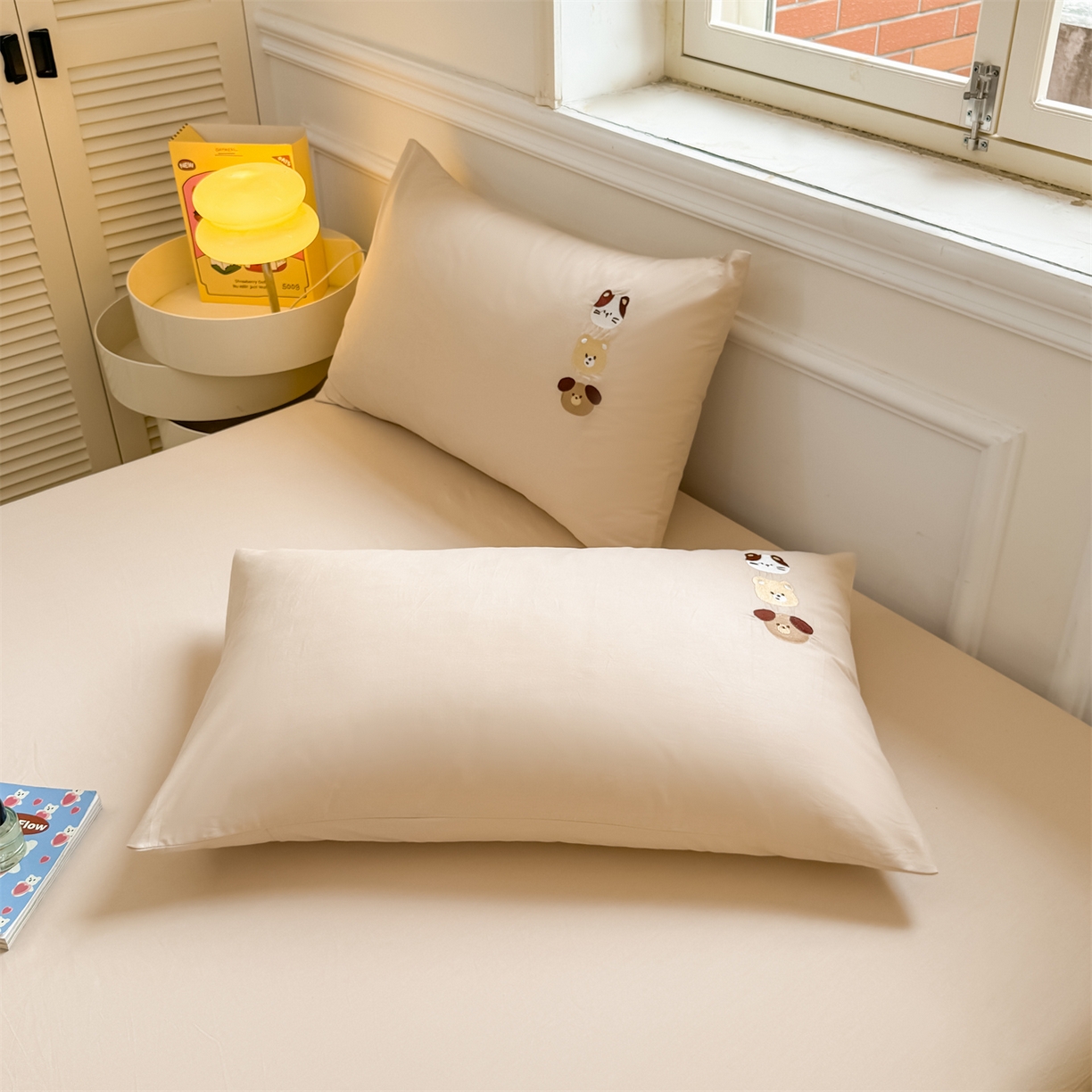 91家纺网 家纺一手货源 找家纺 居眠 2026新款A类全棉卡通刺绣单层童话乐园床笠 童话乐园-咖