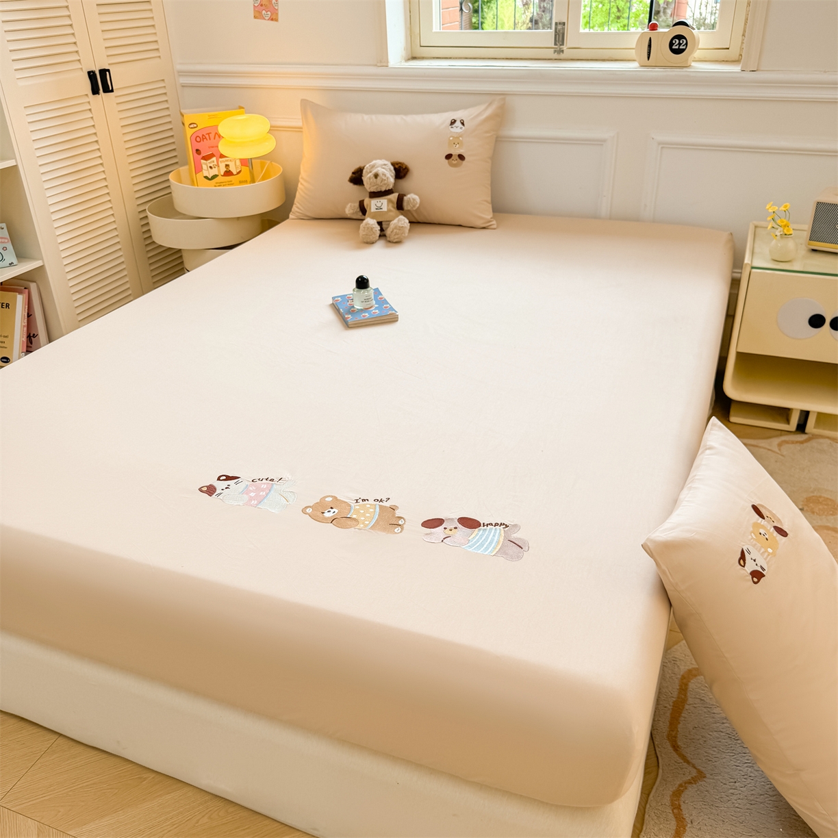 91家纺网 家纺一手货源 找家纺 居眠 2026新款A类全棉卡通刺绣单层童话乐园床笠 童话乐园-咖