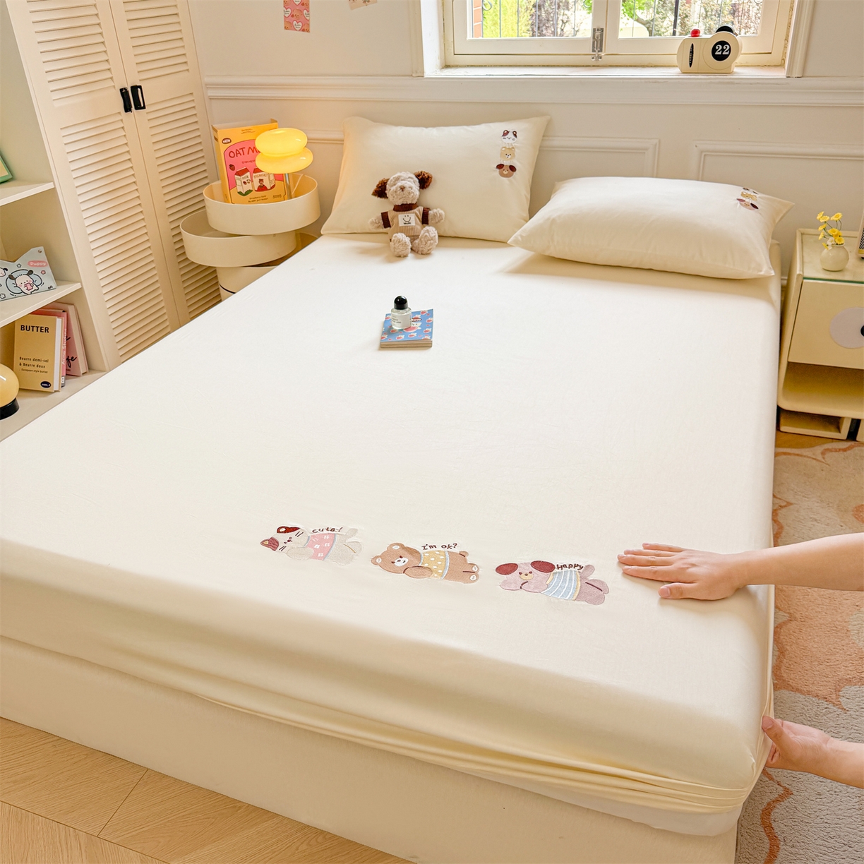 91家纺网 家纺一手货源 找家纺 居眠 2026新款A类全棉卡通刺绣单层童话乐园床笠 童话乐园-白