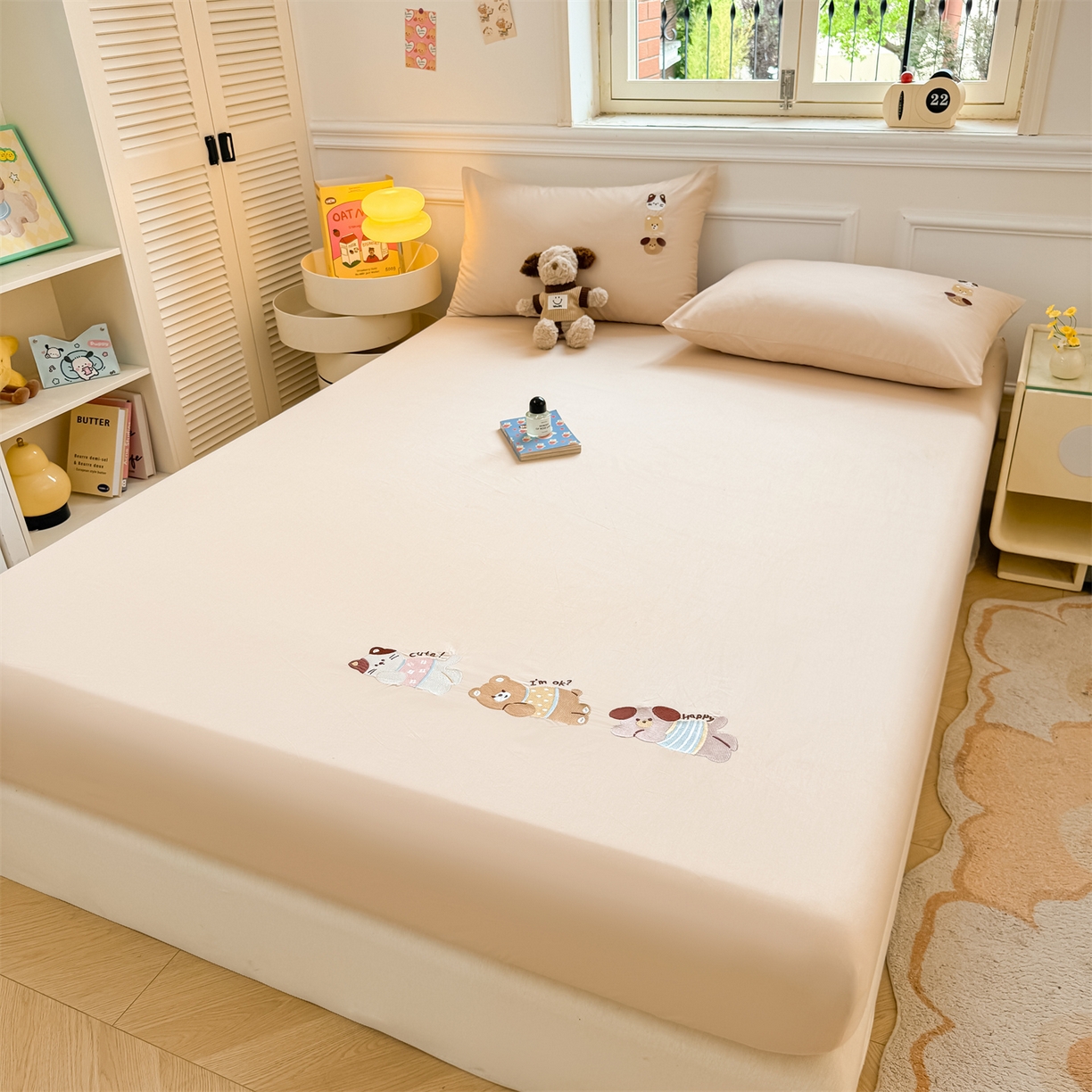 91家纺网 家纺一手货源 找家纺 居眠 2026新款A类全棉卡通刺绣单层童话乐园床笠 童话乐园-咖