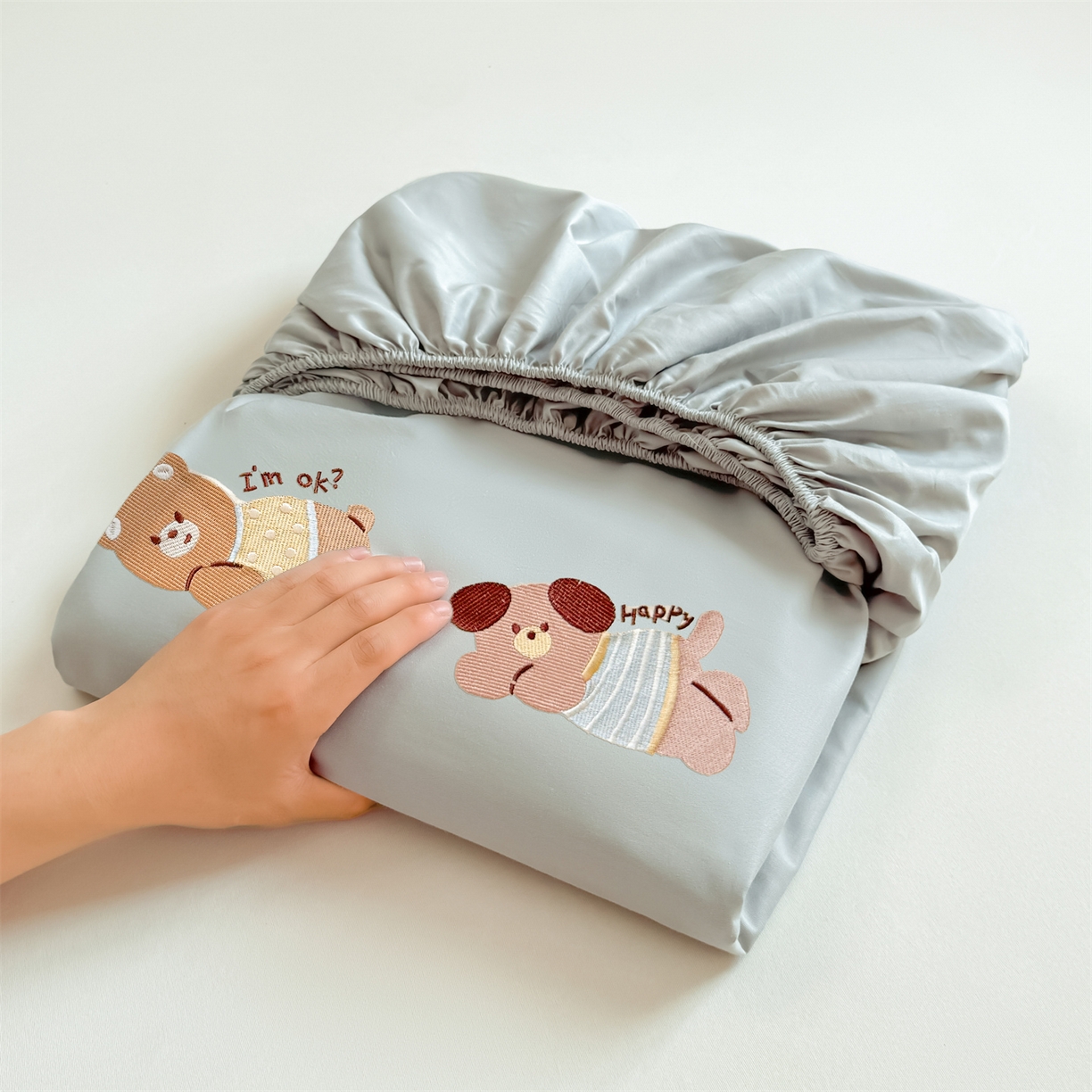 91家纺网 家纺一手货源 找家纺 居眠 2026新款A类全棉卡通刺绣单层童话乐园床笠 童话乐园-灰