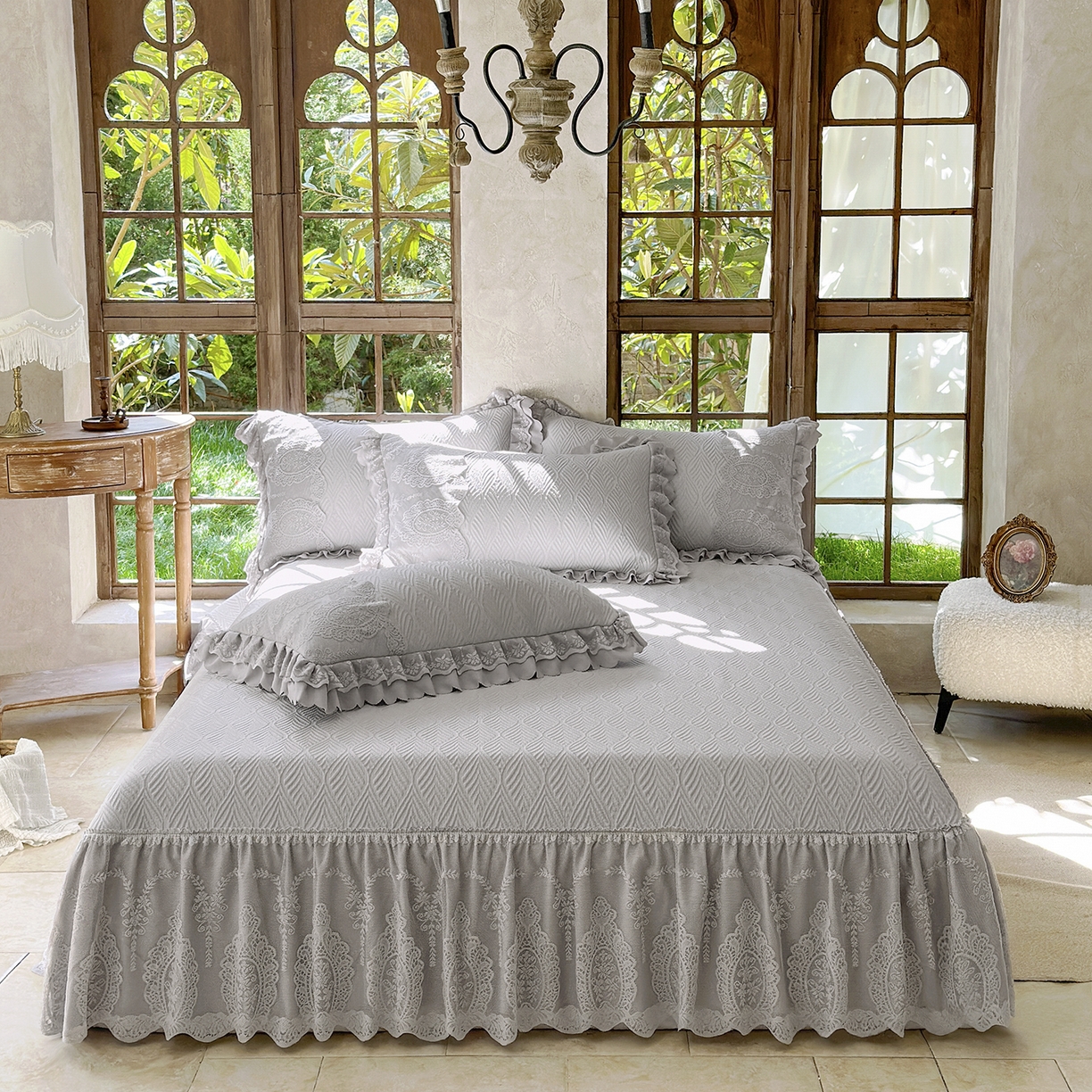 91家纺网 家纺一手货源 找家纺 乐朵家居 2026新款 梵希 凉席三件套+可配同色系空调被 星空灰