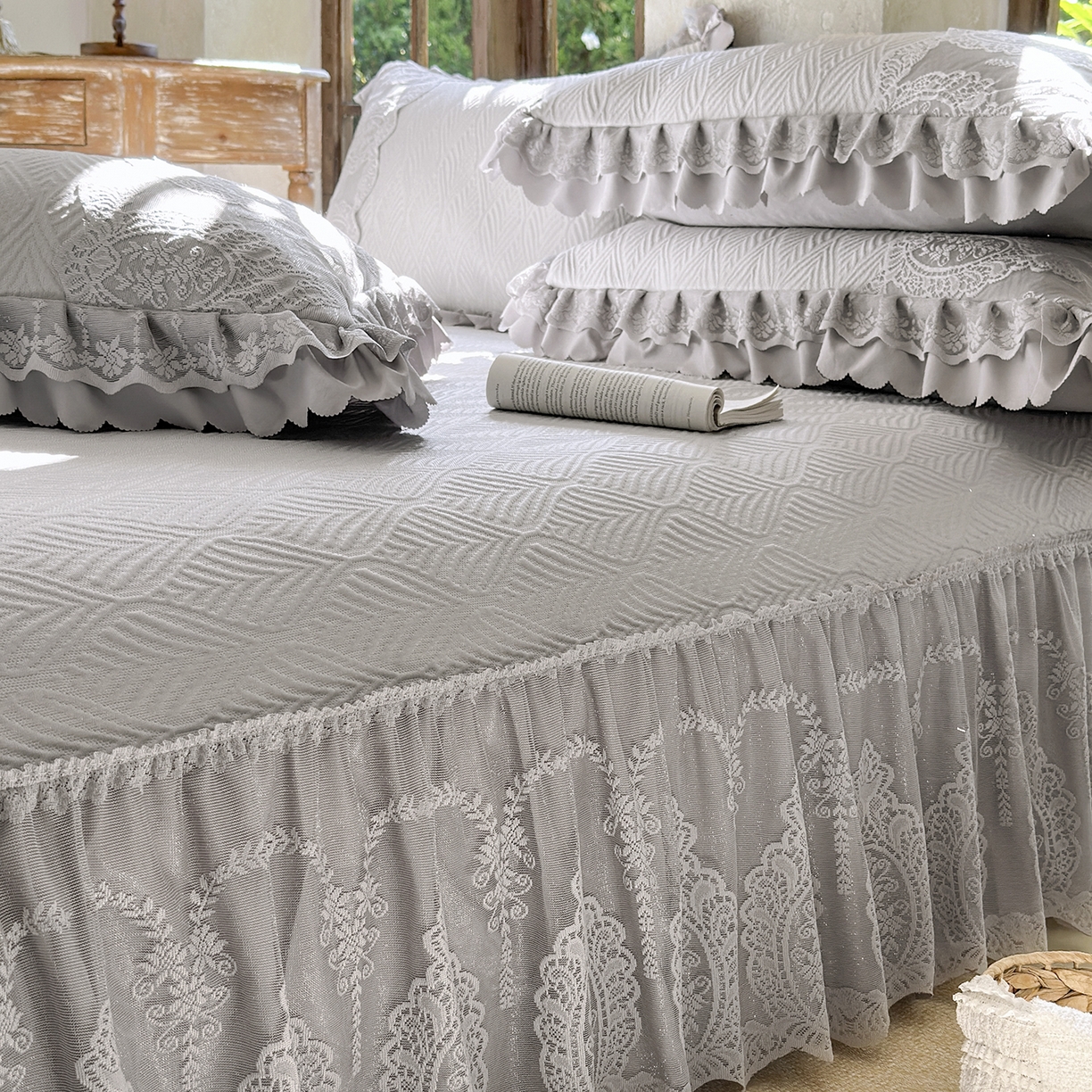 91家纺网 家纺一手货源 找家纺 乐朵家居 2026新款 梵希 凉席三件套+可配同色系空调被 星空灰