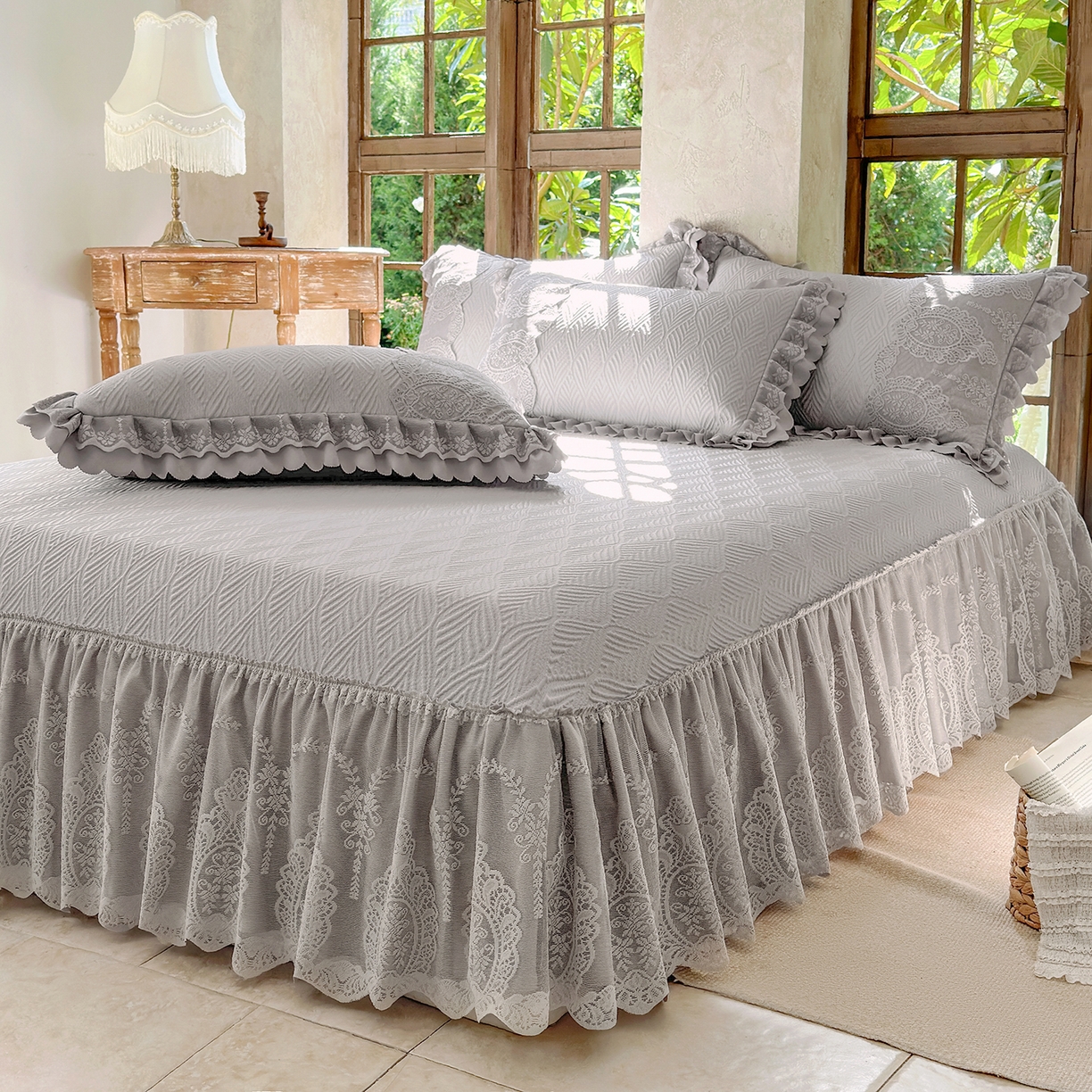 91家纺网 家纺一手货源 找家纺 乐朵家居 2026新款 梵希 凉席三件套+可配同色系空调被 星空灰