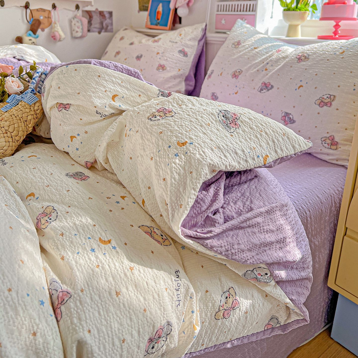 91家纺网 家纺一手货源 找家纺 欧妮家纺 2026新款泡芙棉印花四件套-跑量款 泡芙-星空