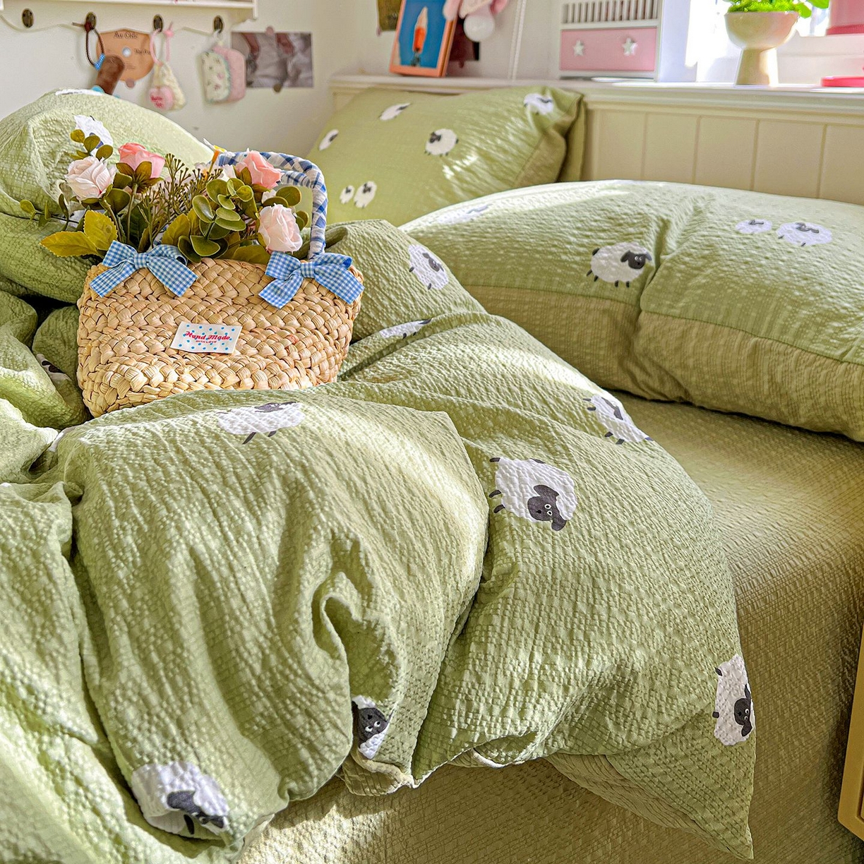 91家纺网 家纺一手货源 找家纺 欧妮家纺 2026新款泡芙棉印花四件套-跑量款 泡芙-羊羊牧场