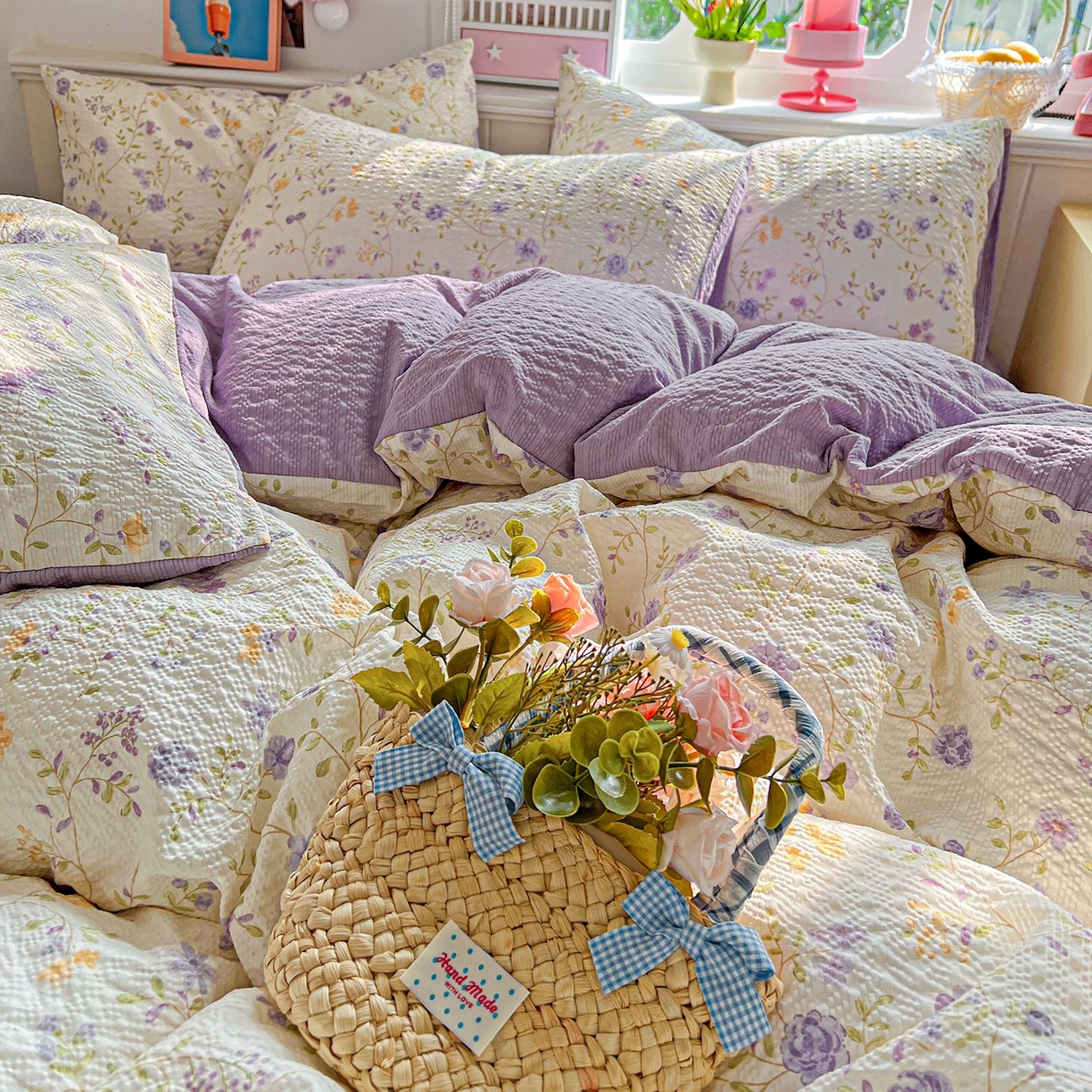 91家纺网 家纺一手货源 找家纺 欧妮家纺 2026新款泡芙棉印花四件套-跑量款 泡芙-浪漫日记