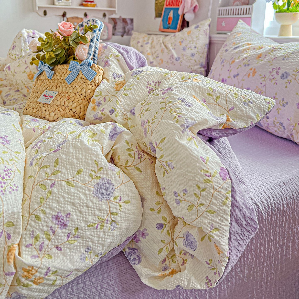 91家纺网 家纺一手货源 找家纺 欧妮家纺 2026新款泡芙棉印花四件套-跑量款 泡芙-浪漫日记