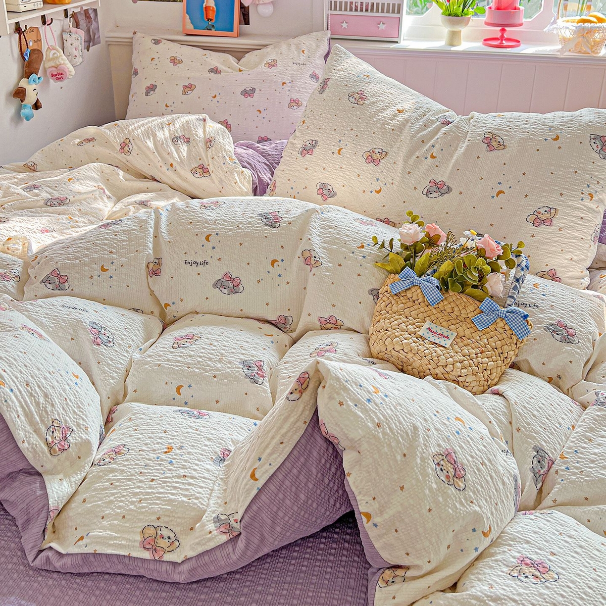 91家纺网 家纺一手货源 找家纺 欧妮家纺 2026新款泡芙棉印花四件套-跑量款 泡芙-星空