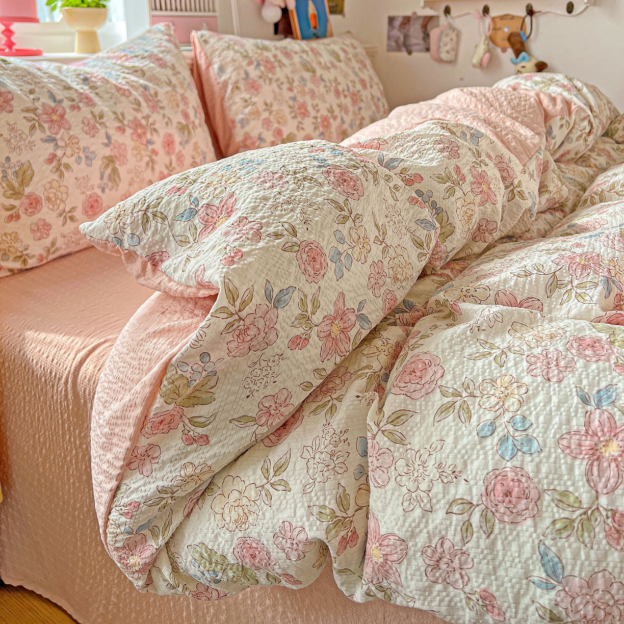 91家纺网 家纺一手货源 找家纺 欧妮家纺 2026新款泡芙棉印花四件套-跑量款 泡芙-春日花语