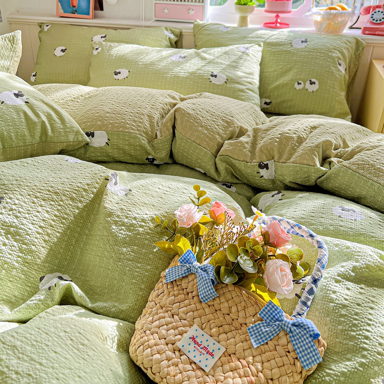 91家纺网 家纺一手货源 找家纺 欧妮家纺 2026新款泡芙棉印花四件套-跑量款 泡芙-羊羊牧场