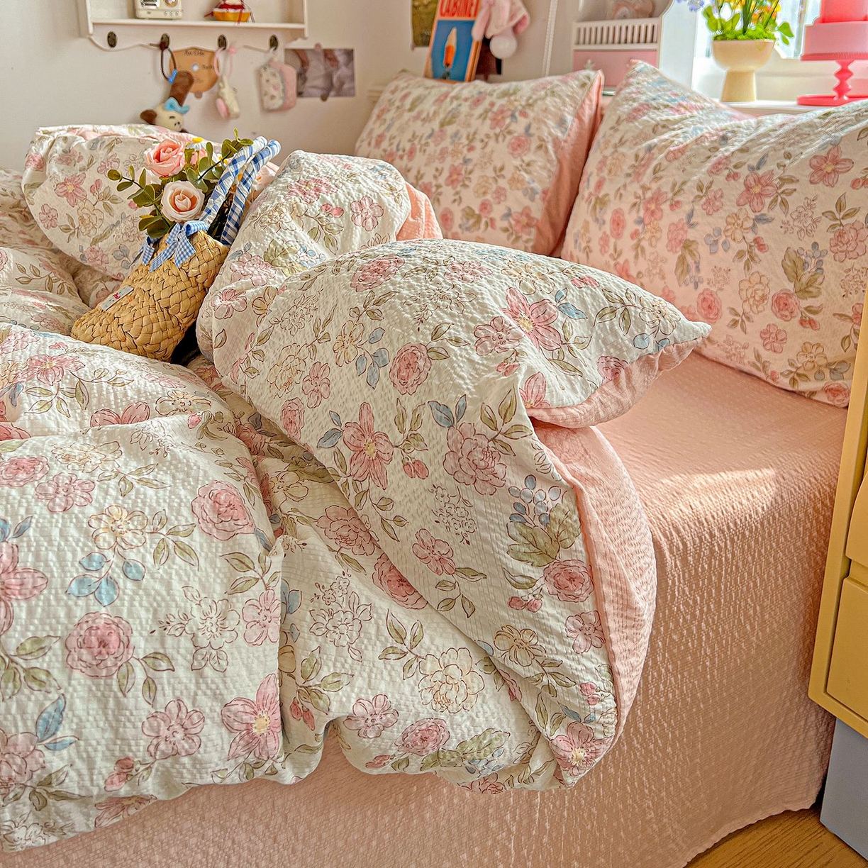 91家纺网 家纺一手货源 找家纺 欧妮家纺 2026新款泡芙棉印花四件套-跑量款 泡芙-春日花语