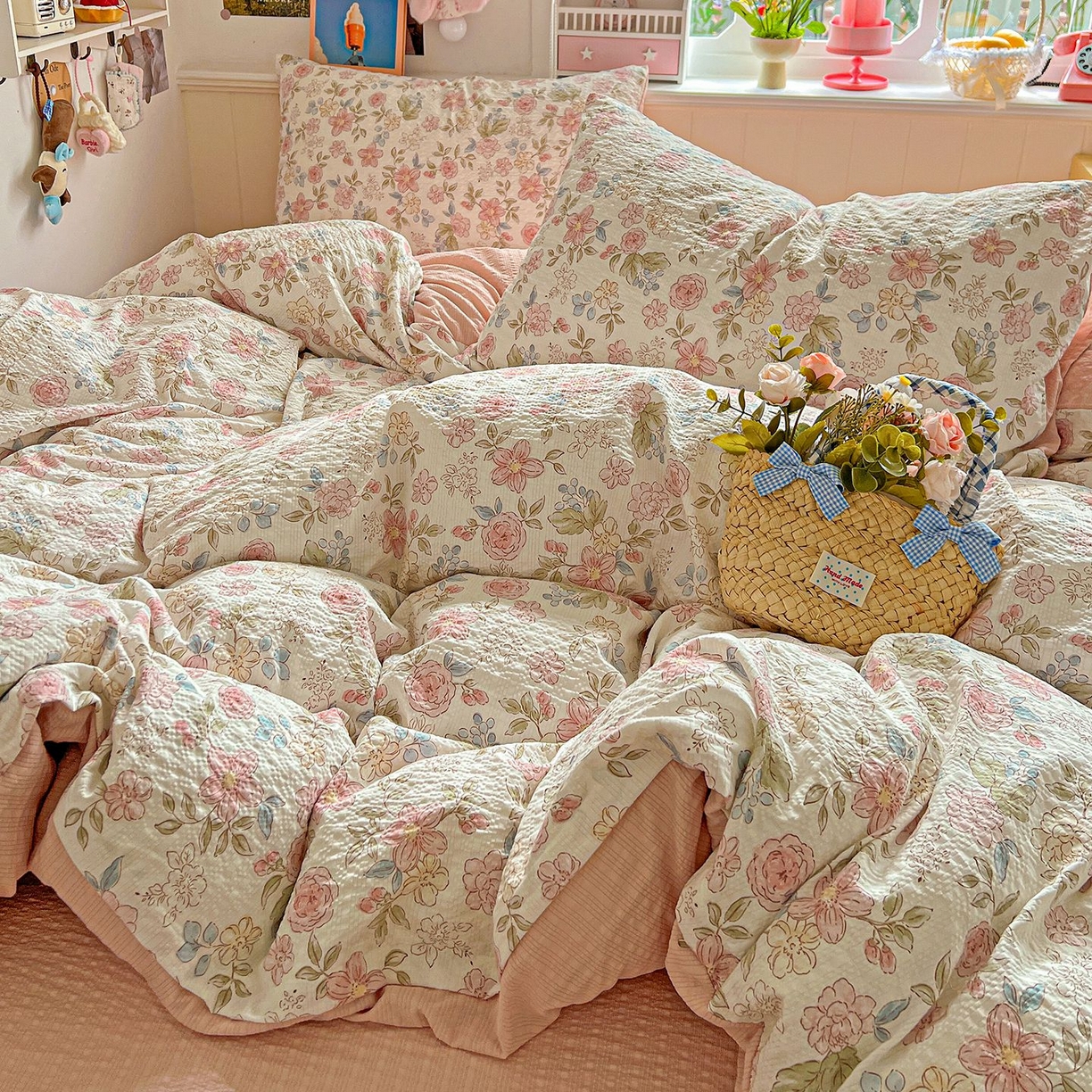 91家纺网 家纺一手货源 找家纺 欧妮家纺 2026新款泡芙棉印花四件套-跑量款 泡芙-春日花语