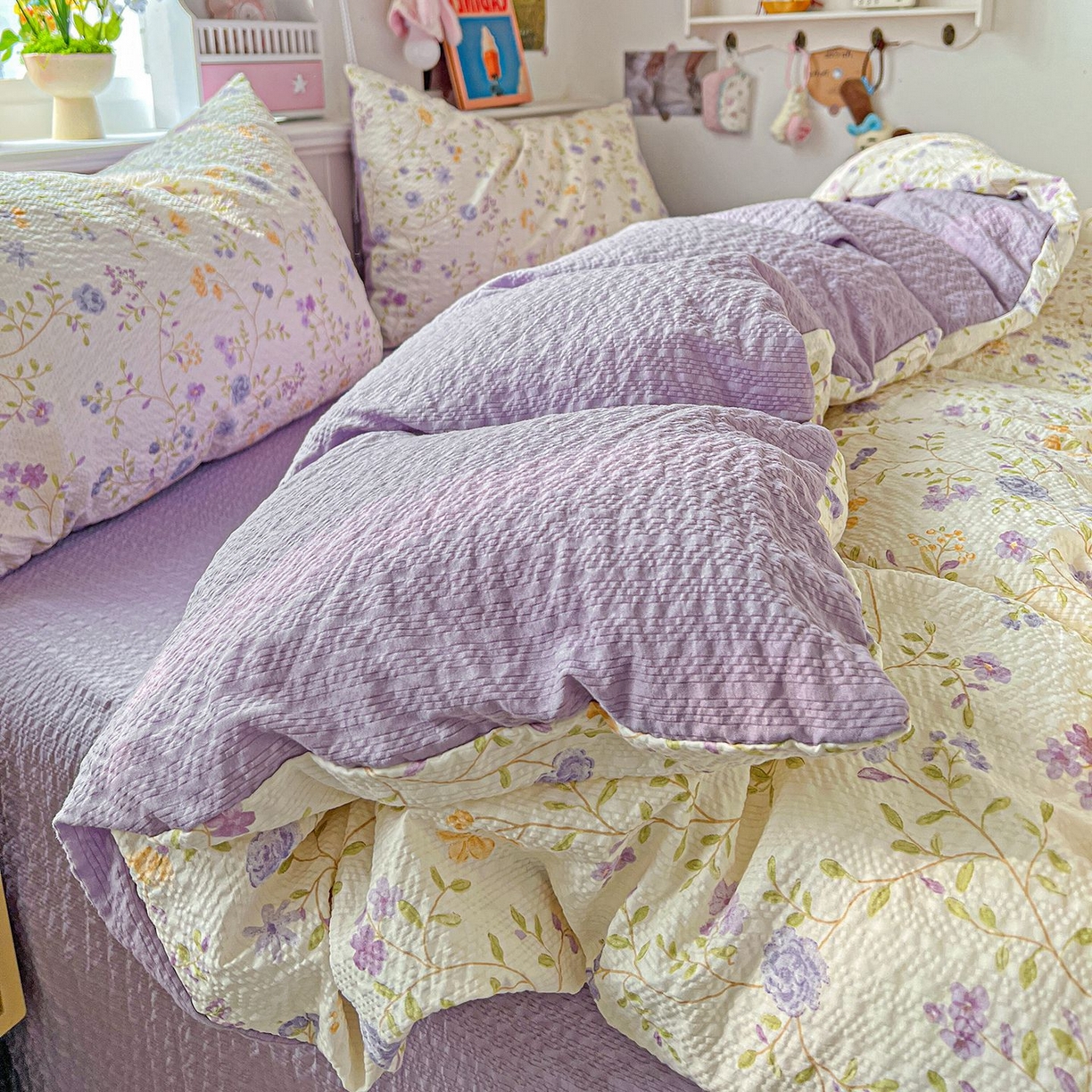 91家纺网 家纺一手货源 找家纺 欧妮家纺 2026新款泡芙棉印花四件套-跑量款 泡芙-浪漫日记