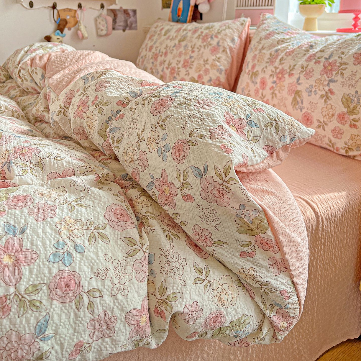 91家纺网 家纺一手货源 找家纺 欧妮家纺 2026新款泡芙棉印花四件套-跑量款 泡芙-春日花语