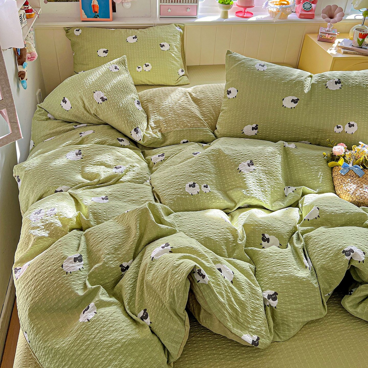 91家纺网 家纺一手货源 找家纺 欧妮家纺 2026新款泡芙棉印花四件套-跑量款 泡芙-羊羊牧场