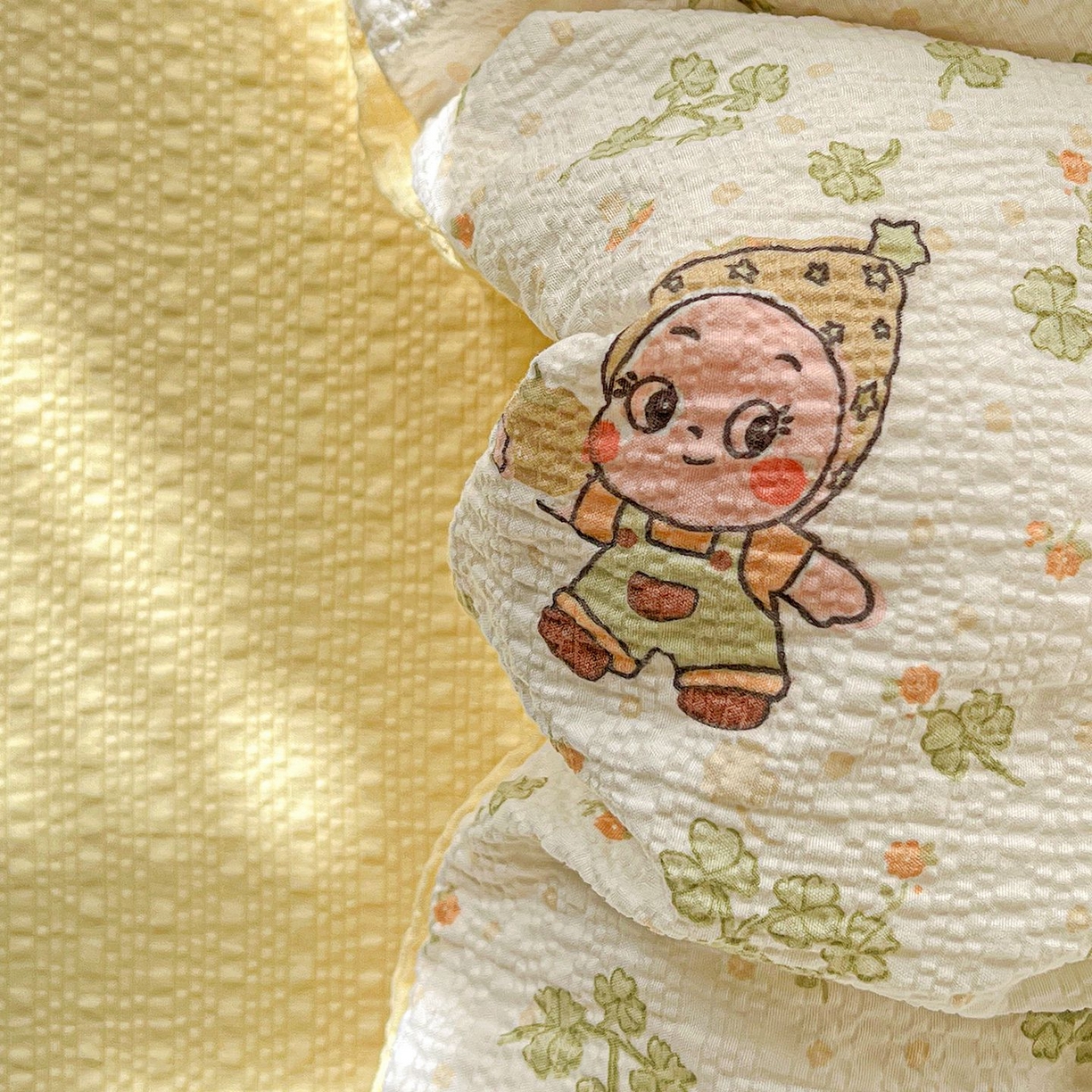 91家纺网 家纺一手货源 找家纺 欧妮家纺 2026新款泡芙棉印花四件套-跑量款 泡芙-甜美星星人