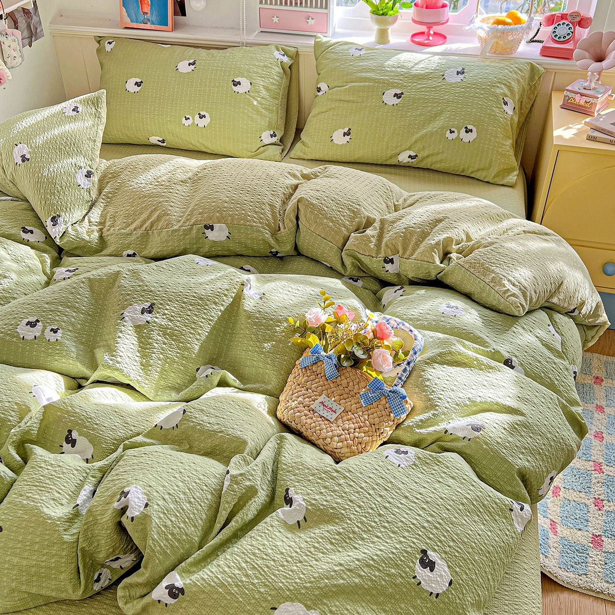 91家纺网 家纺一手货源 找家纺 欧妮家纺 2026新款泡芙棉印花四件套-跑量款 泡芙-羊羊牧场