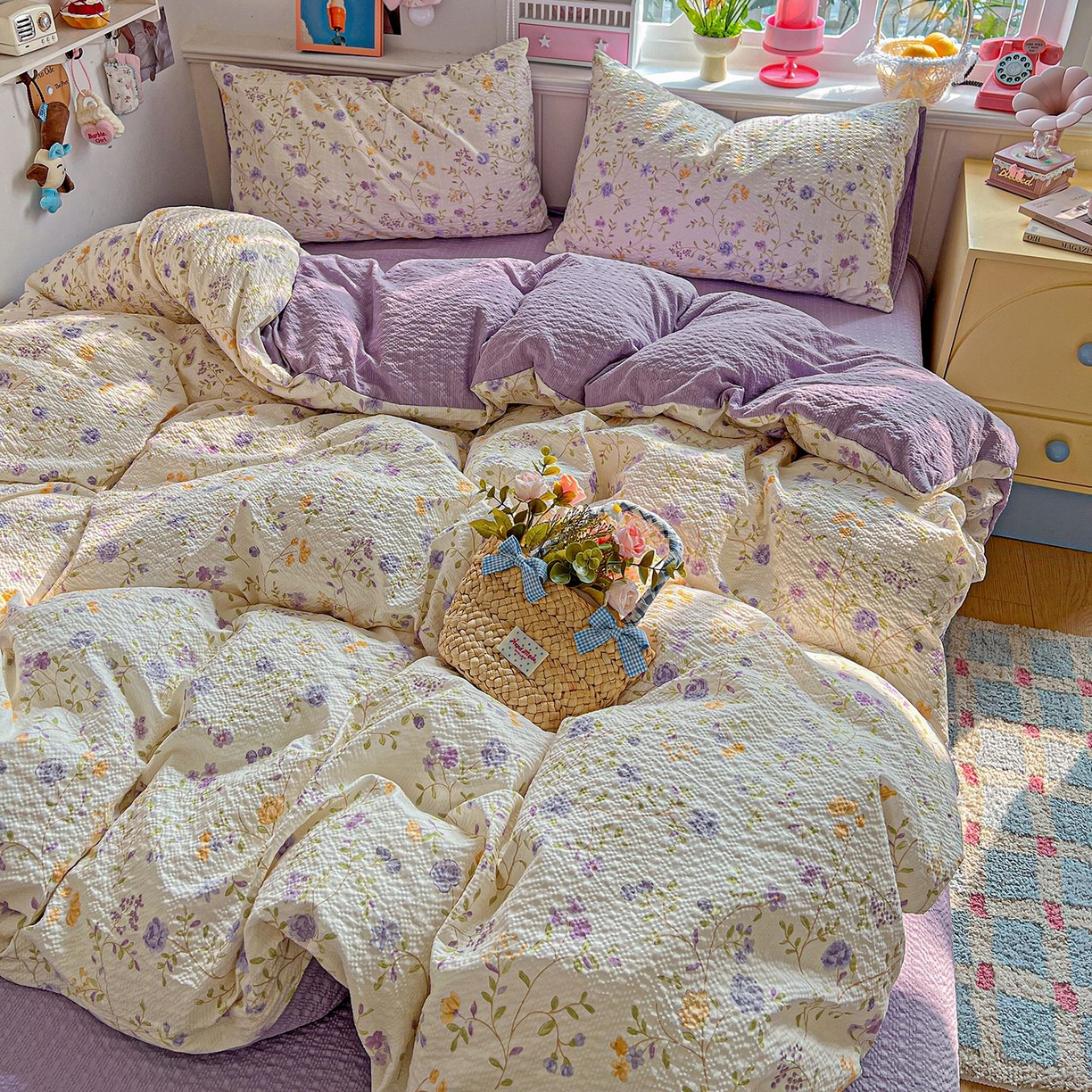 91家纺网 家纺一手货源 找家纺 欧妮家纺 2026新款泡芙棉印花四件套-跑量款 泡芙-浪漫日记