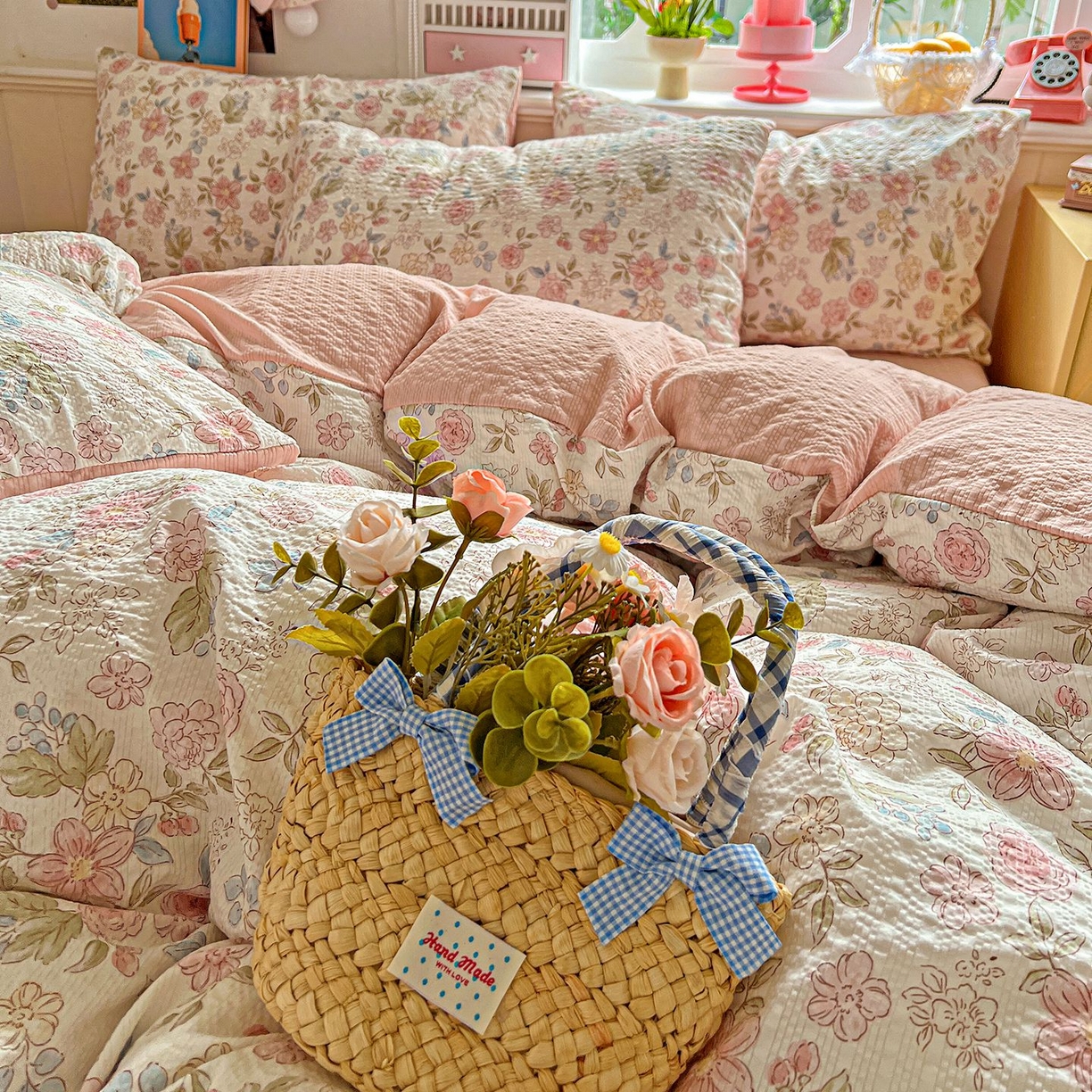 91家纺网 家纺一手货源 找家纺 欧妮家纺 2026新款泡芙棉印花四件套-跑量款 泡芙-春日花语