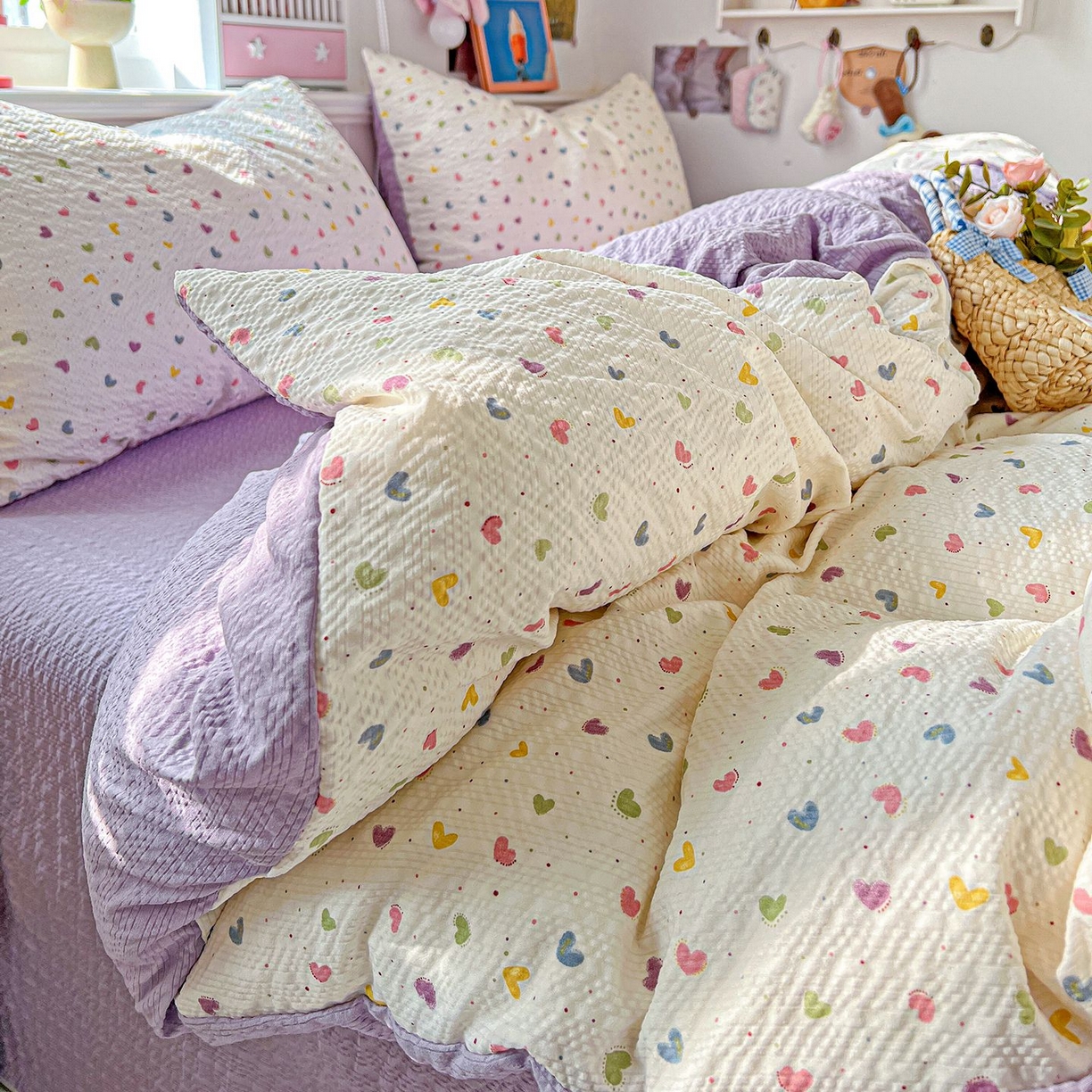 91家纺网 家纺一手货源 找家纺 欧妮家纺 2026新款泡芙棉印花四件套-跑量款 泡芙-心心相印