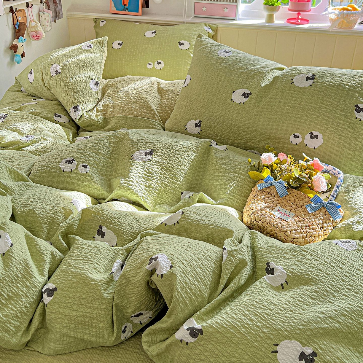 91家纺网 家纺一手货源 找家纺 欧妮家纺 2026新款泡芙棉印花四件套-跑量款 泡芙-羊羊牧场