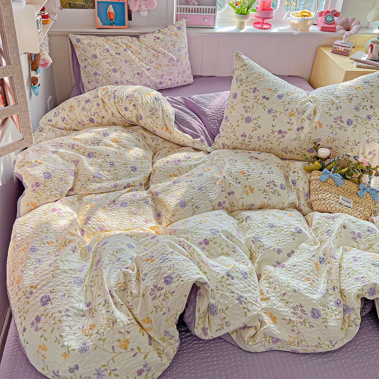 91家纺网 家纺一手货源 找家纺 欧妮家纺 2026新款泡芙棉印花四件套-跑量款 泡芙-浪漫日记