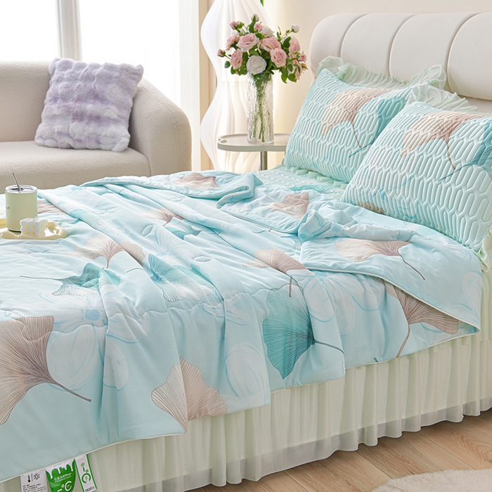 91家纺网 家纺一手货源 找家纺 （总）畅畅家纺 2026春夏新款凉感丝乳胶床裙凉席三件套印花凉席席子-足球花