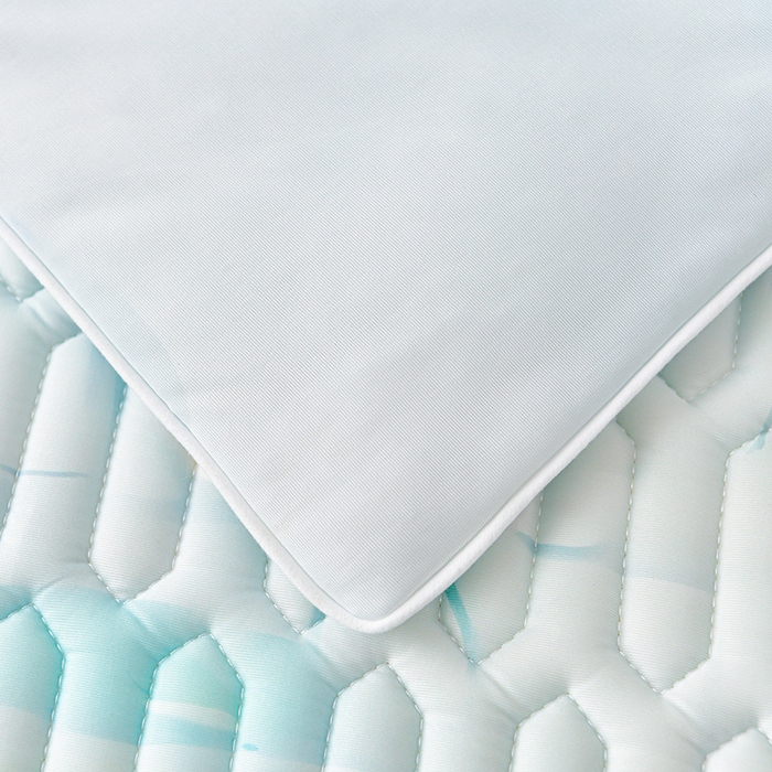 91家纺网 家纺一手货源 找家纺 畅畅家纺 2026春夏新款凉感丝乳胶床裙凉席三件套印花凉席席子-足球花 足球花-荷塘月色