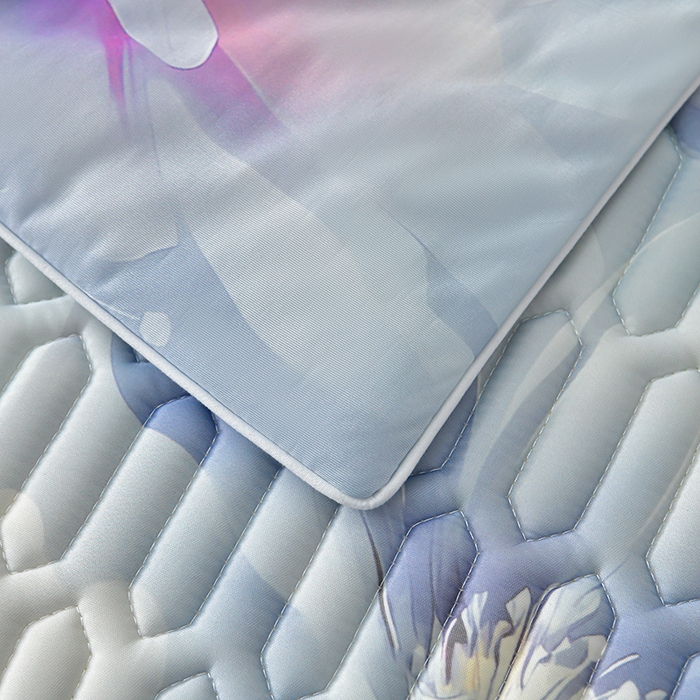 91家纺网 家纺一手货源 找家纺 畅畅家纺 2026春夏新款凉感丝乳胶床裙凉席三件套印花凉席席子-足球花 足球花-繁花-蓝