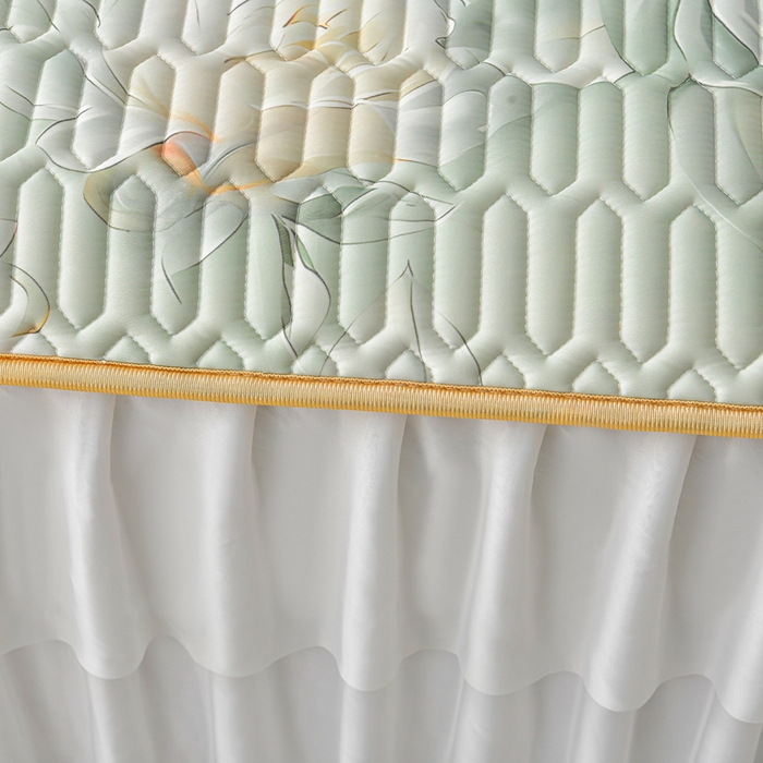 91家纺网 家纺一手货源 找家纺 畅畅家纺 2026春夏新款凉感丝乳胶床裙凉席三件套印花凉席席子-足球花 足球花-繁花-绿