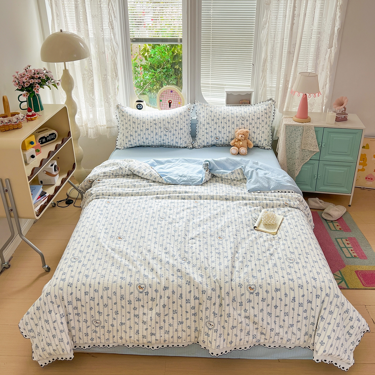 91家纺网 家纺一手货源 找家纺 （总）恒尚居 2026新款A类泡芙纱花边夏被夏凉被空调被四套件