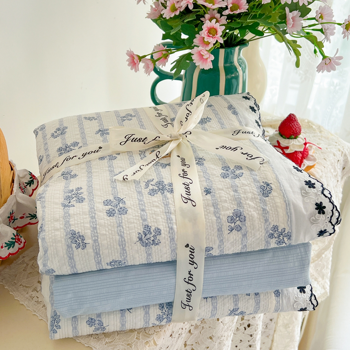 91家纺网 家纺一手货源 找家纺 （总）恒尚居 2026新款A类泡芙纱花边夏被夏凉被空调被四套件