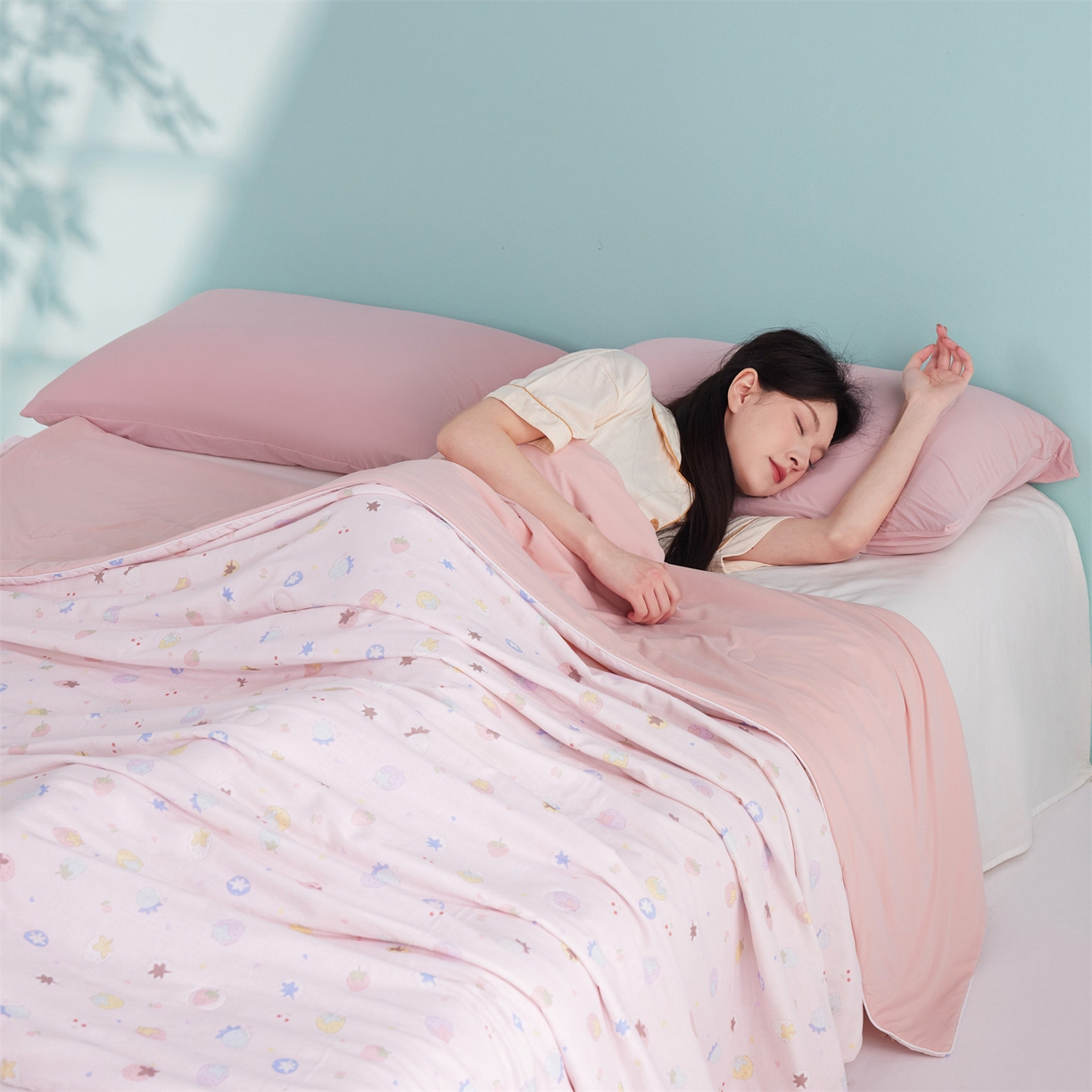 瑞米家居 2026新款A类冰纱双感被夏被夏凉被空调被 草莓多多-粉