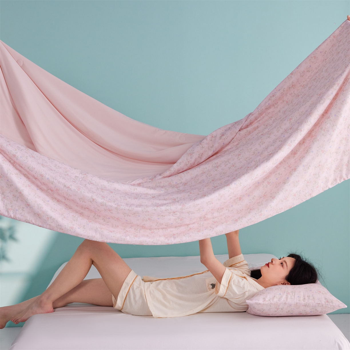 91家纺网 家纺一手货源 找家纺 瑞米家居 2026新款A类冰纱双感被夏被夏凉被空调被 杜若-粉