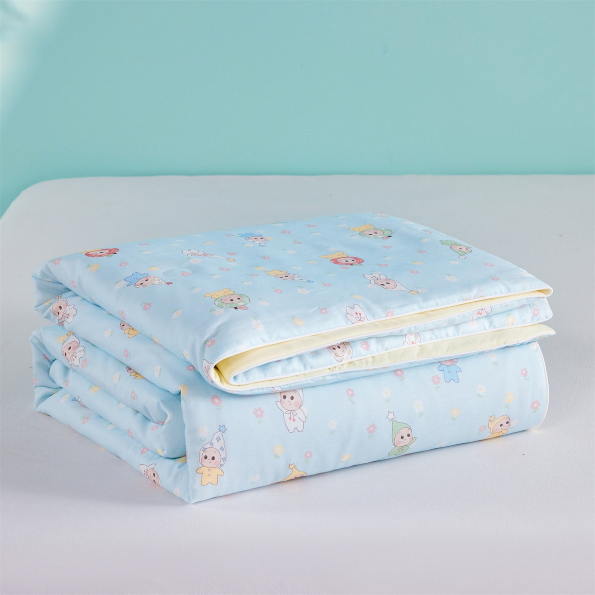 91家纺网 家纺一手货源 找家纺 瑞米家居 2026新款A类冰纱双感被夏被夏凉被空调被 花园萌宠-蓝