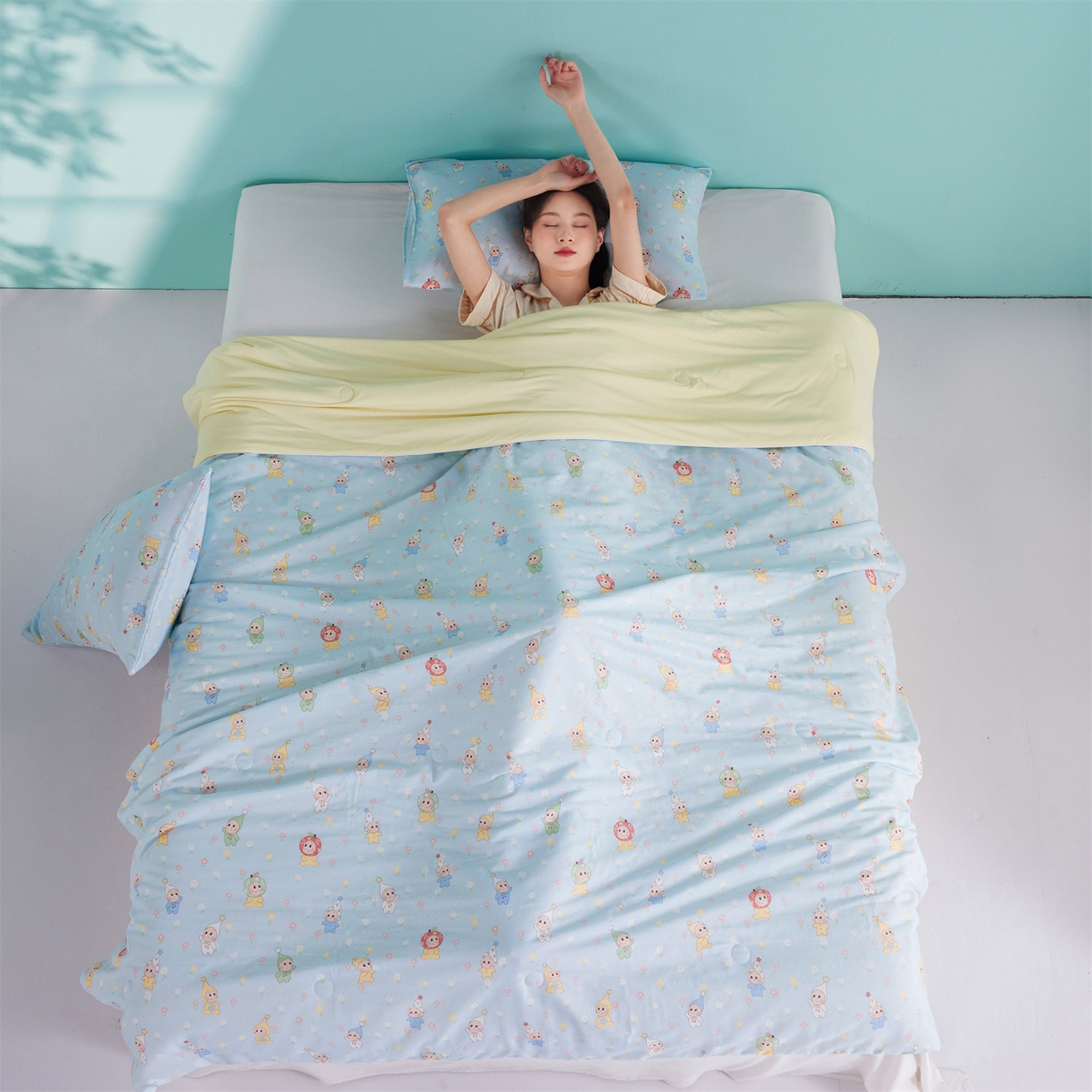 91家纺网 家纺一手货源 找家纺 瑞米家居 2026新款A类冰纱双感被夏被夏凉被空调被 花园萌宠-蓝