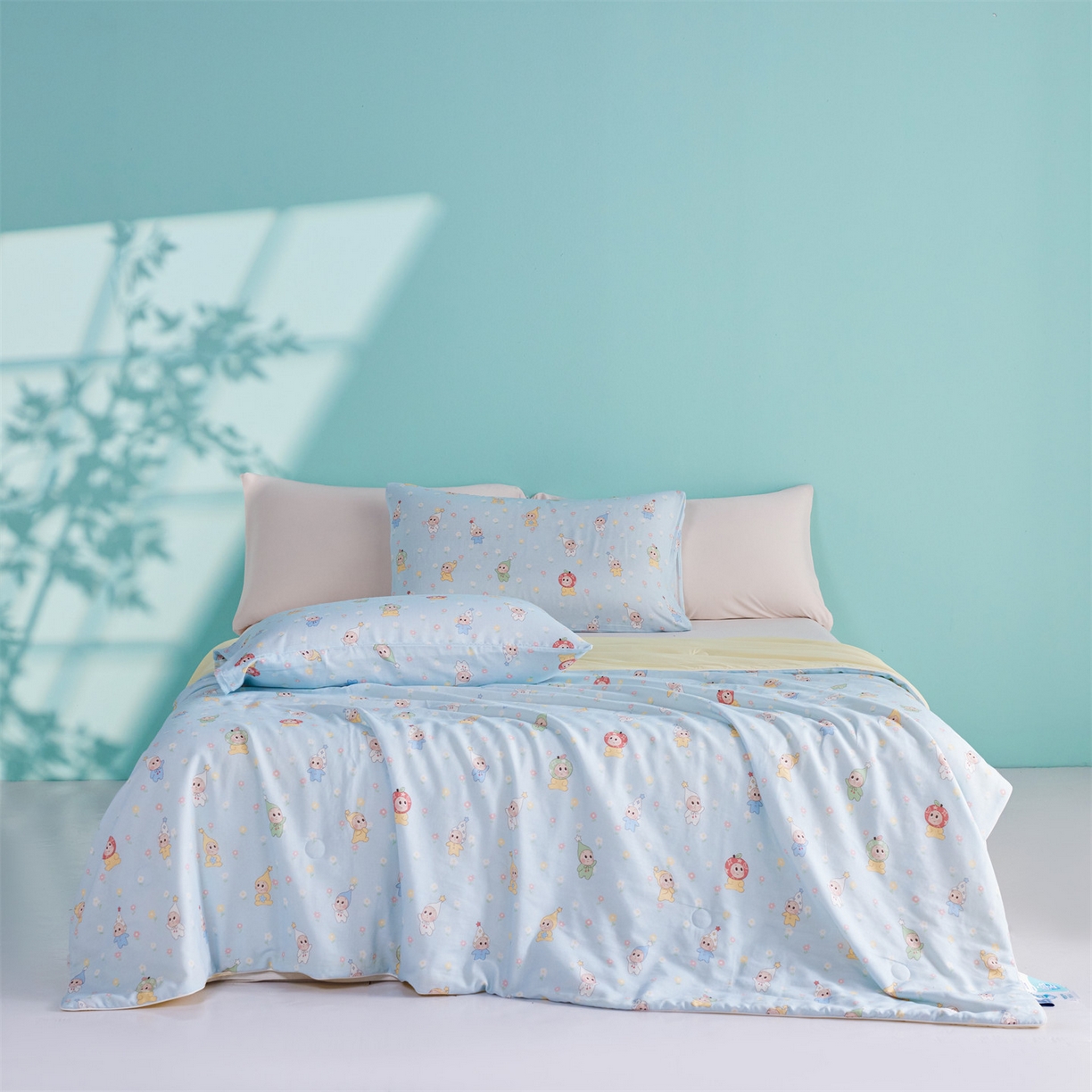 91家纺网 家纺一手货源 找家纺 瑞米家居 2026新款A类冰纱双感被夏被夏凉被空调被 花园萌宠-蓝