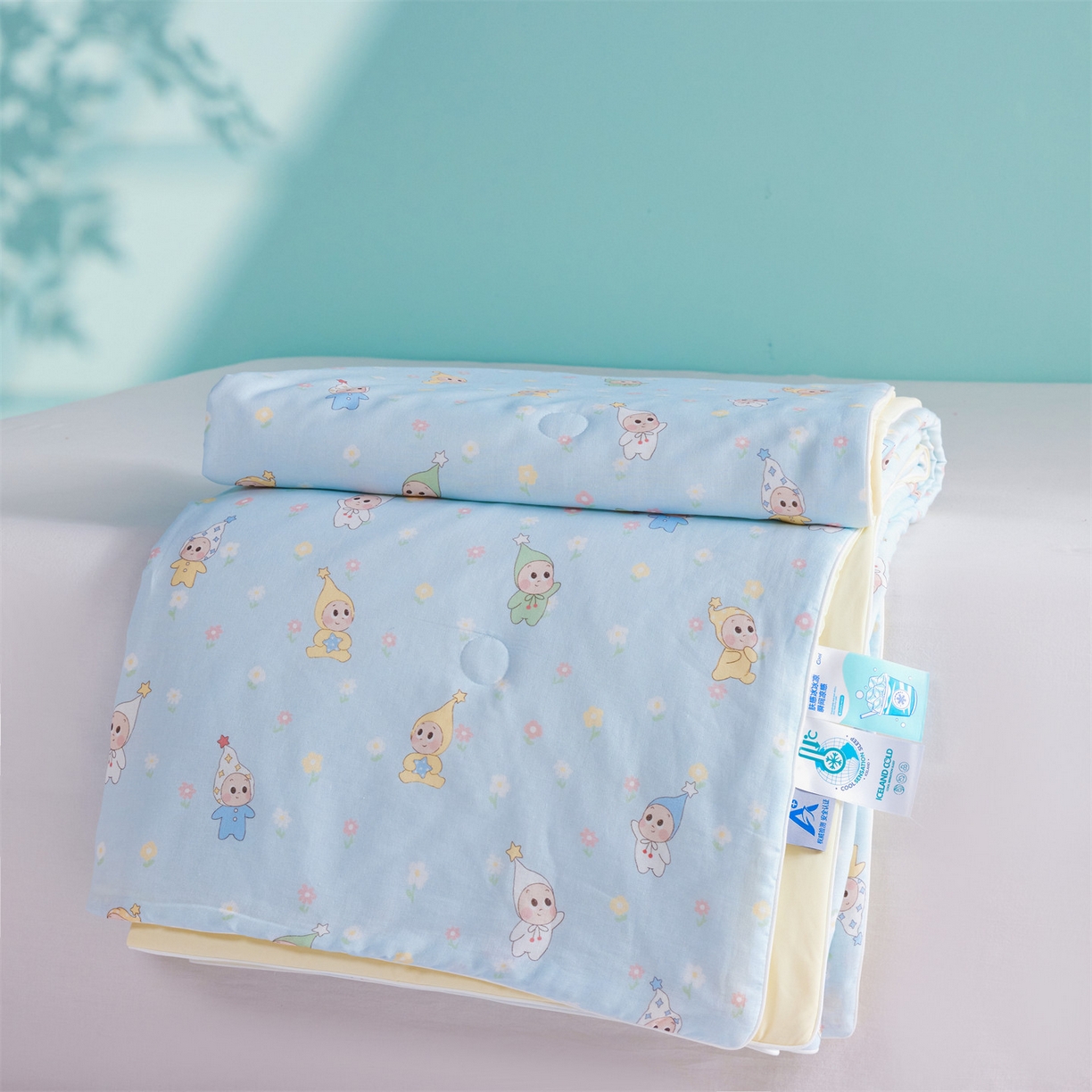 91家纺网 家纺一手货源 找家纺 瑞米家居 2026新款A类冰纱双感被夏被夏凉被空调被 花园萌宠-蓝