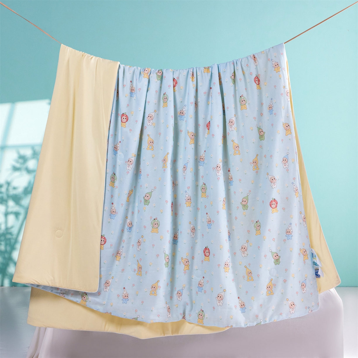 91家纺网 家纺一手货源 找家纺 瑞米家居 2026新款A类冰纱双感被夏被夏凉被空调被 花园萌宠-蓝