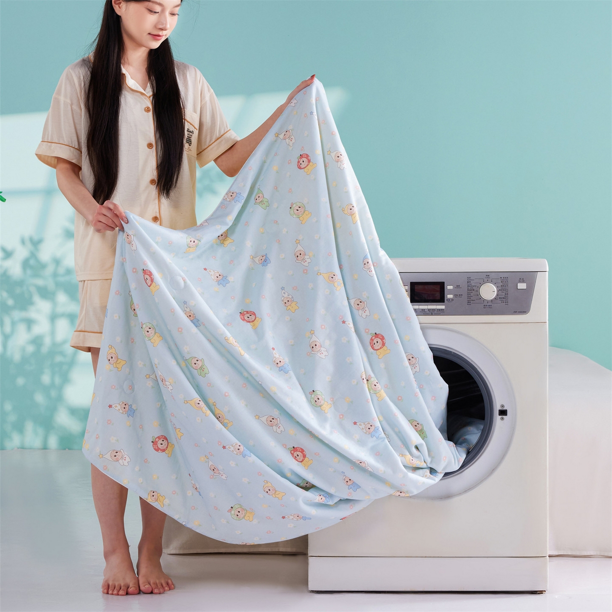 91家纺网 家纺一手货源 找家纺 瑞米家居 2026新款A类冰纱双感被夏被夏凉被空调被 花园萌宠-蓝