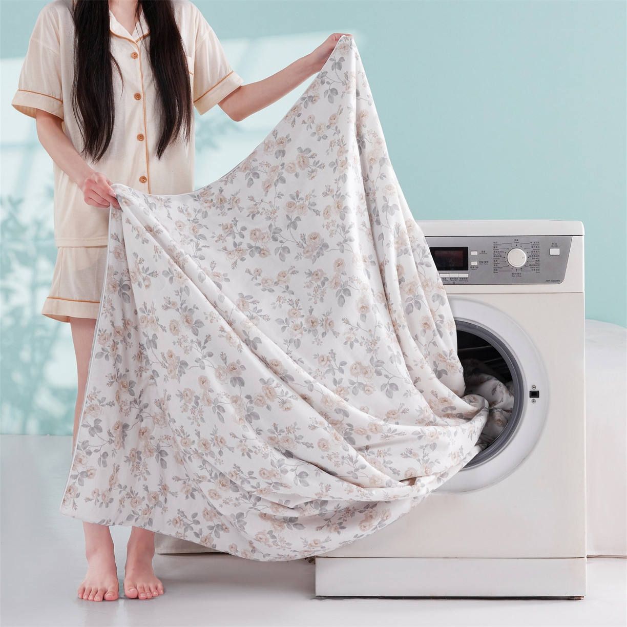 91家纺网 家纺一手货源 找家纺 瑞米家居 2026新款A类冰纱双感被夏被夏凉被空调被 恋雨-米