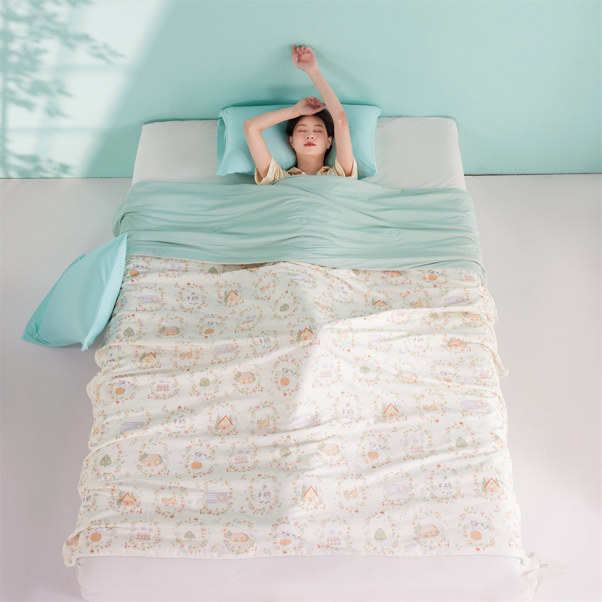 91家纺网 家纺一手货源 找家纺 瑞米家居 2026新款A类冰纱双感被夏被夏凉被空调被 萌宠小猫-米