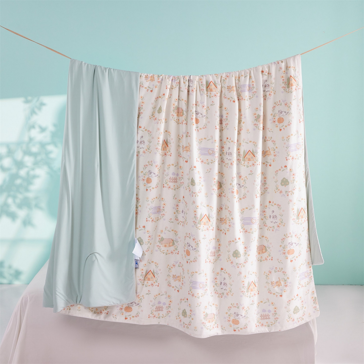 91家纺网 家纺一手货源 找家纺 瑞米家居 2026新款A类冰纱双感被夏被夏凉被空调被 萌宠小猫-米