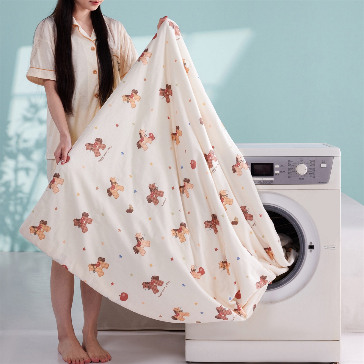 91家纺网 家纺一手货源 找家纺 瑞米家居 2026新款A类冰纱双感被夏被夏凉被空调被 木马-米