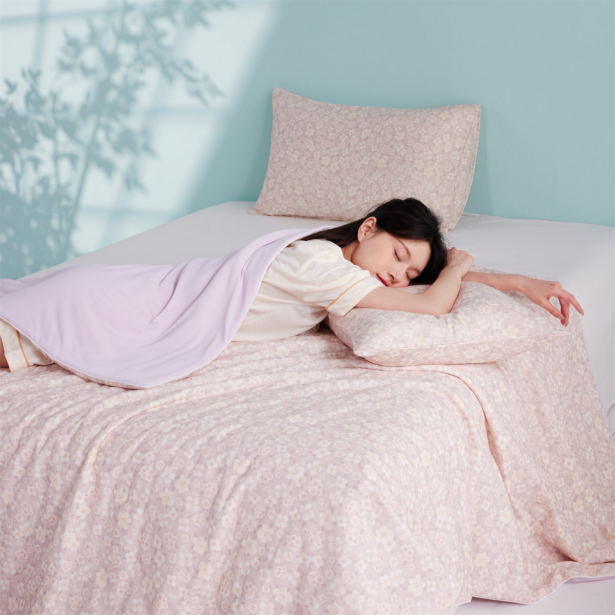 91家纺网 家纺一手货源 找家纺 瑞米家居 2026新款A类冰纱双感被夏被夏凉被空调被 蔷薇-粉