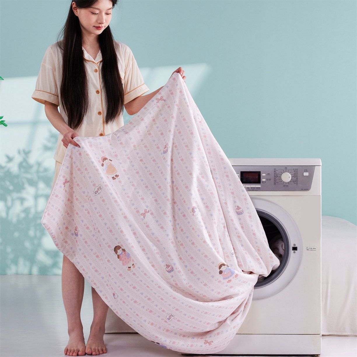 91家纺网 家纺一手货源 找家纺 瑞米家居 2026新款A类冰纱双感被夏被夏凉被空调被 软糖甜心-米