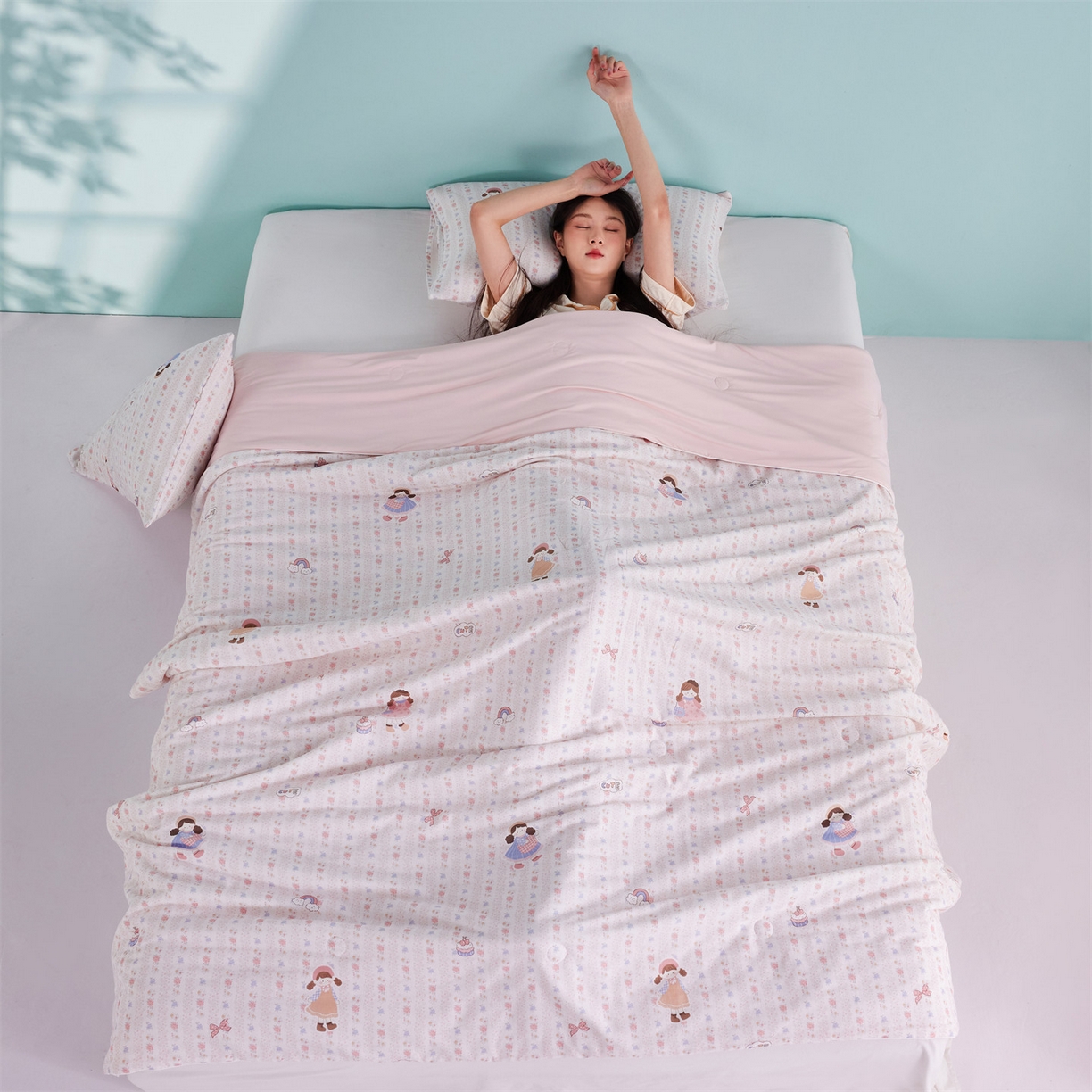 91家纺网 家纺一手货源 找家纺 瑞米家居 2026新款A类冰纱双感被夏被夏凉被空调被 软糖甜心-米