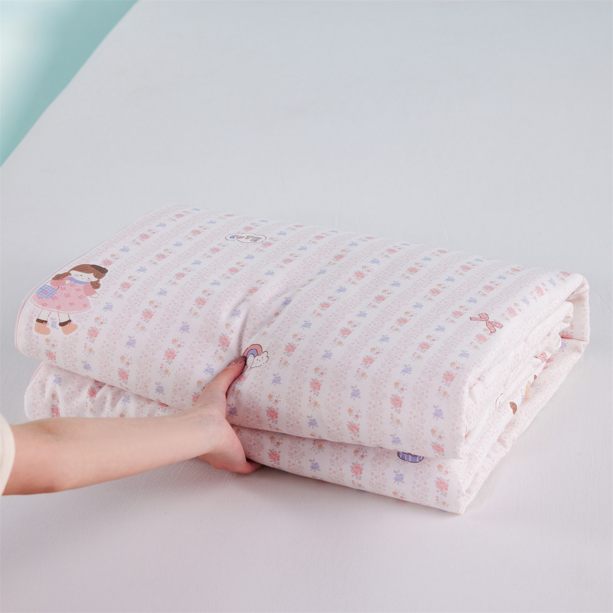 91家纺网 家纺一手货源 找家纺 瑞米家居 2026新款A类冰纱双感被夏被夏凉被空调被 软糖甜心-米