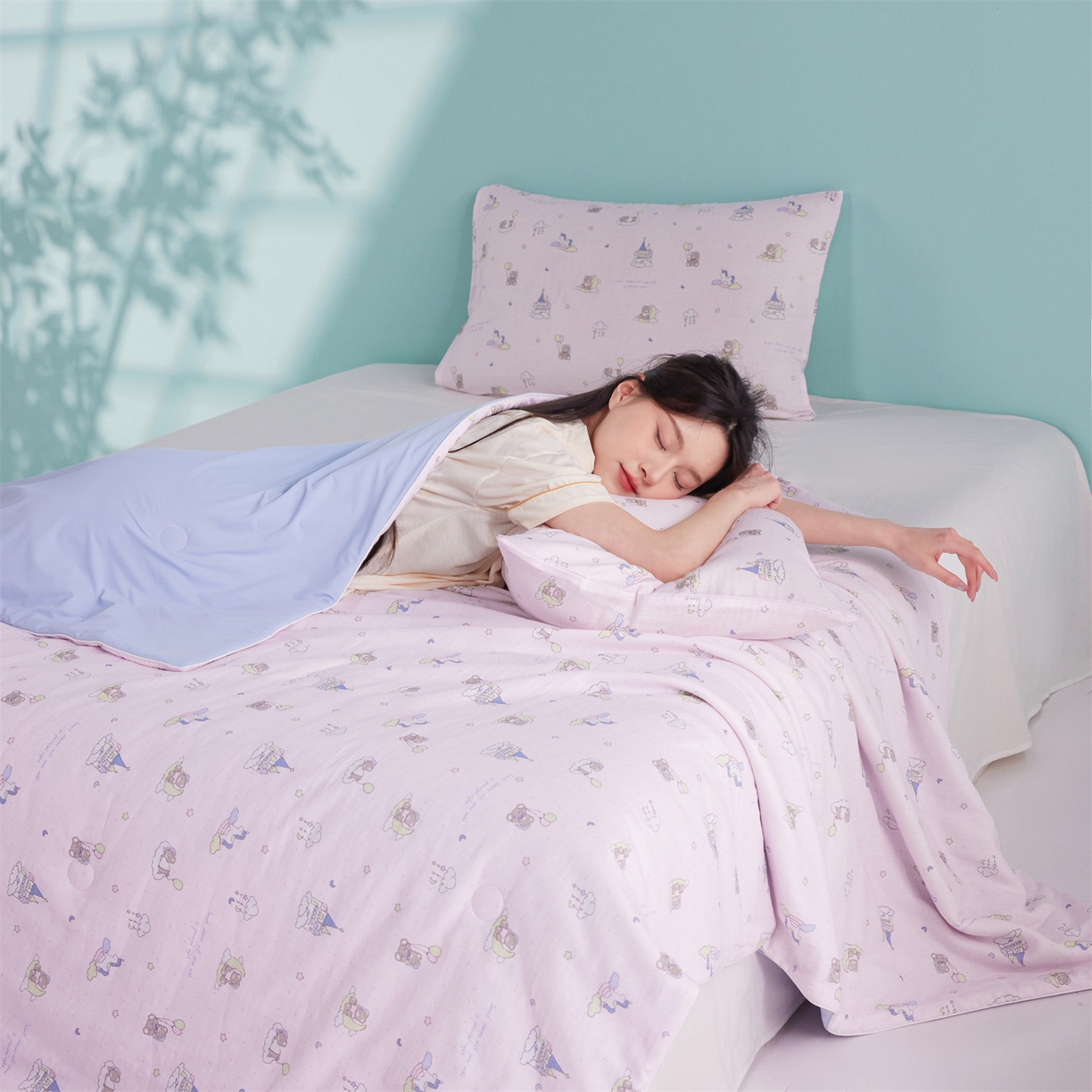 瑞米家居 2026新款A类冰纱双感被夏被夏凉被空调被 熊堡秘境-粉